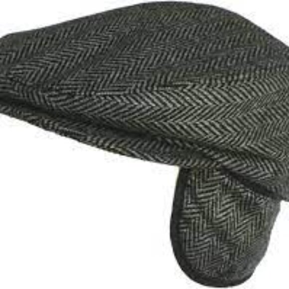 BRONER Herringbone Tweed City Walker Ivy Newsboy Cap W/ Earflaps Men's XL - Picture 9 of 9